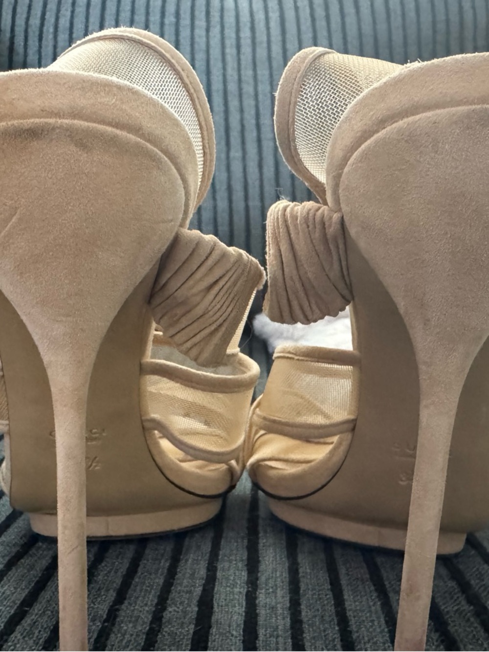 Gucci Strappy Mesh High Heel Sandals - Picture 6 of 8